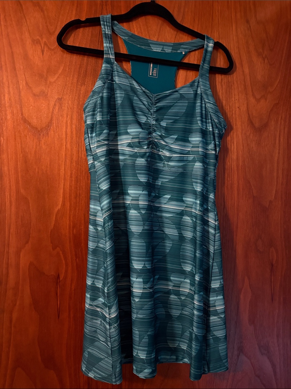 Mondetta Teal Striped Swim Dress with Built-In Support